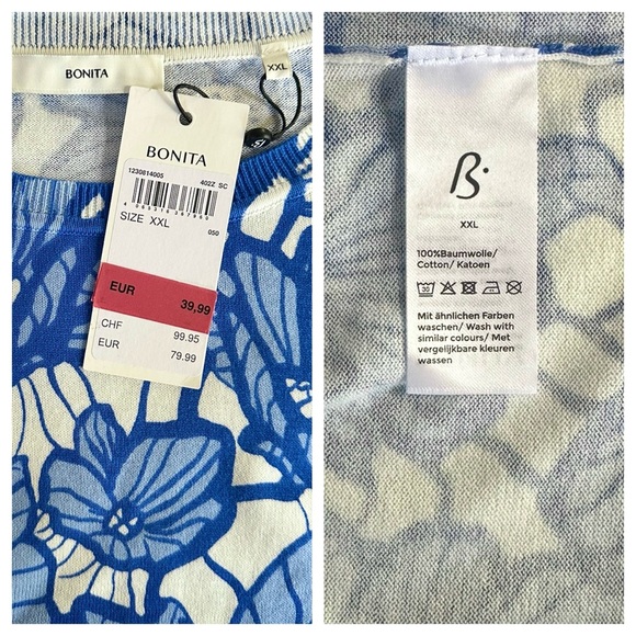 BONITA NWT RARE XXL Floral Fine Knit Pullover Sweater • Germany Exclusive - Picture 6 of 12